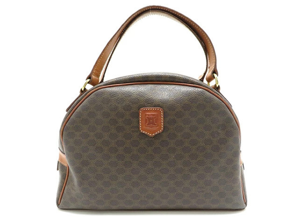 Celine Macadam Handbag Brown Calfskin